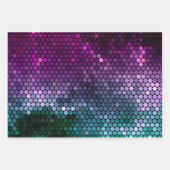 六角形のグラデーション紫と青 – 緑 ラッピングペーパーシート (正面3)
