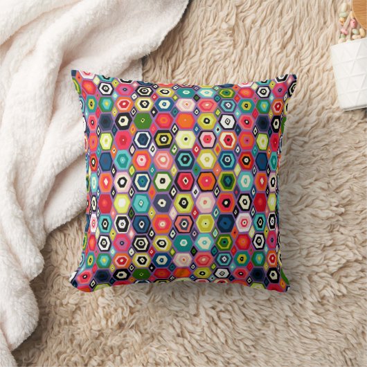 六角形のダイヤモンドの紫色 クッション (ブランケット)