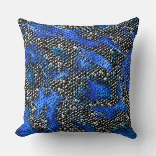 六角形のモザイクまたは青と灰色から黒まはかりで測で クッション (正面)