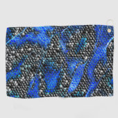 六角形のモザイクまたは青と灰色から黒まはかりで測で ゴルフタオル (横)