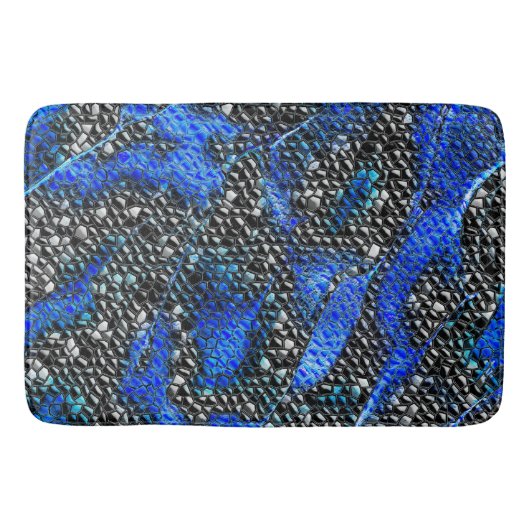 六角形のモザイクまたは青と灰色から黒まはかりで測で バスマット (正面)