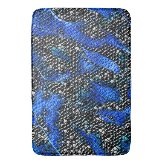 六角形のモザイクまたは青と灰色から黒まはかりで測で バスマット (正面縦)