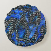 六角形のモザイクまたは青と灰色から黒まはかりで測で ラウンドクッション (裏面)