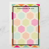 六角形のヴィンテージ色パターン 便箋 (正面/裏面)