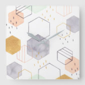 六角形の分散 スクエア壁時計 (正面)