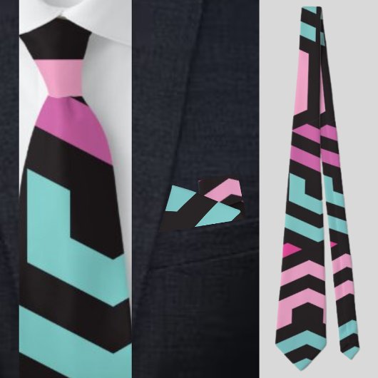 六角形の幾何学的パターン ネクタイ