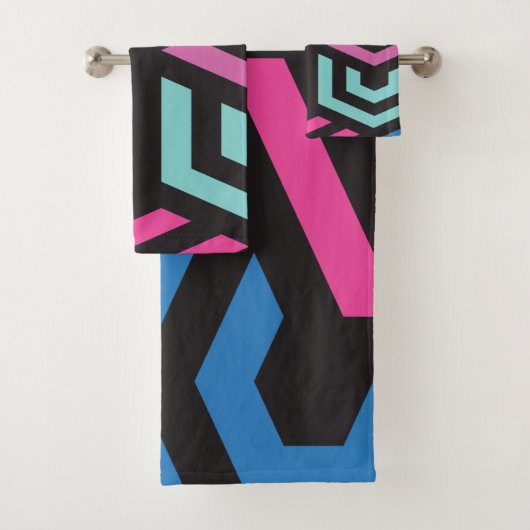 六角形の幾何学的パターン バスタオルセット (インサイチュ)