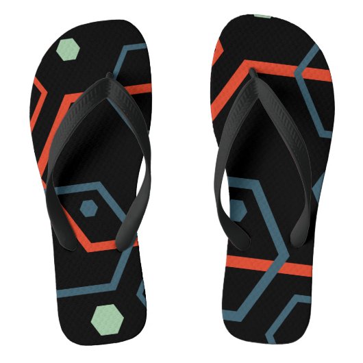 六角形の幾何学的パターン ビーチサンダル (フットベッド)