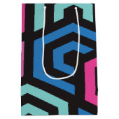 六角形の幾何学的パターン ミディアムペーパーバッグ (裏面)