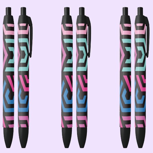 六角形の幾何学的パターン 黒ボールペン