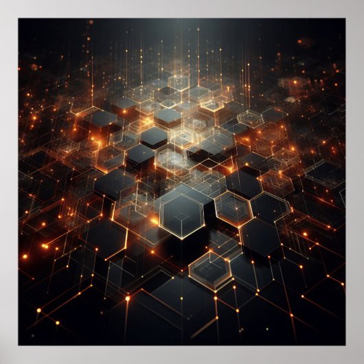 六角形の形状を使用したテクニカルイメージ ポスター (正面)