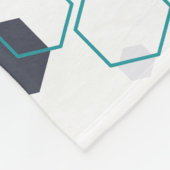 六角形の形状を持つ青い幾何学的パターン フリースブランケット (角)