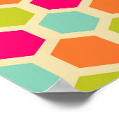 六角形の形状(ヴィンテージ色パターン) ポスター (角)