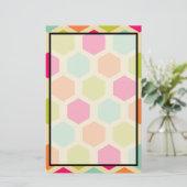 六角形の形状(ヴィンテージ色パターン) 便箋 (スタンド正面)