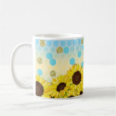 六角形の模様カラフルに対するひまわり コーヒーマグカップ (左)