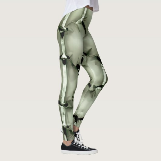 六角形の緑のバブルテクスチャの背景 レギンス (右)