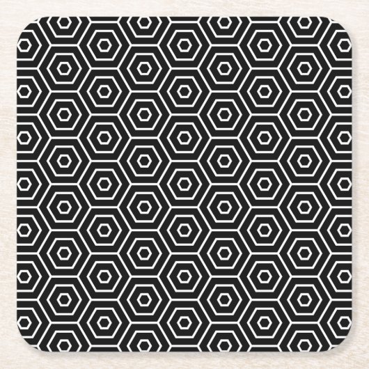六角形は幾何学的なパターンを織ります スクエアペーパーコースター (正面)