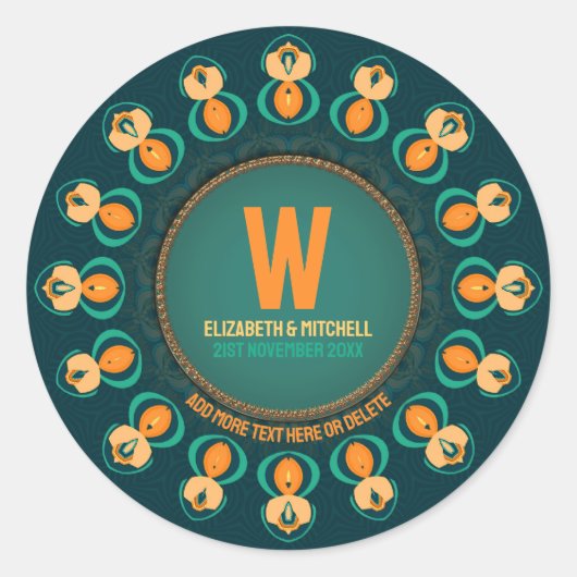 六角形サークルモノグラムプレート ラウンドシール (正面)