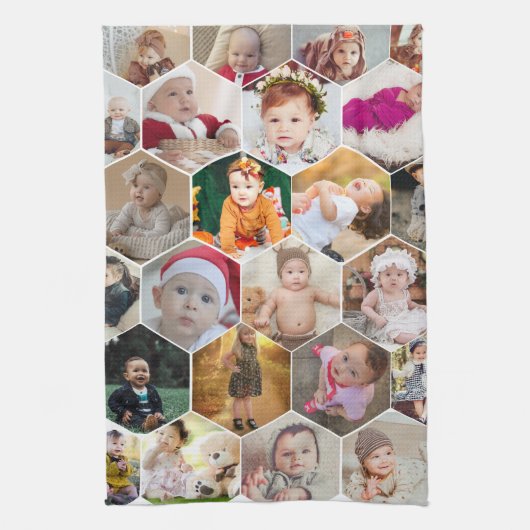 六角形フォトコラージュ キッチンタオル (縦)
