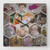 六角形フォトコラージュ スクエア壁時計 (正面)