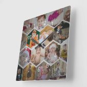 六角形フォトコラージュ スクエア壁時計 (傾斜)