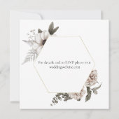 六角形フレーム ゴールド 水彩 フラワー ウェディング 招待状 (裏面)