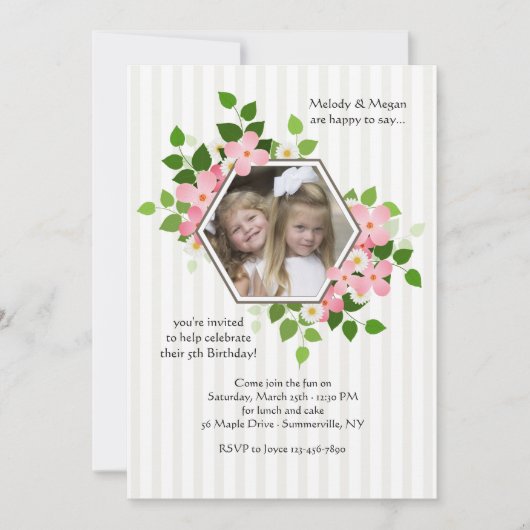 六角形フローラフォト招待状 招待状 (正面)