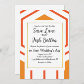 六角形抽象芸術幾何学模様(オレンジ色と 招待状 (正面/裏面)