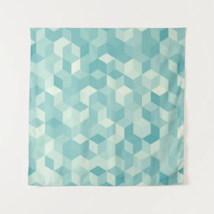 六角形淡青色シームレスパターン タペストリー