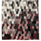 六角形灰色とブルゴーニュの秋色 シャワーカーテン (正面)