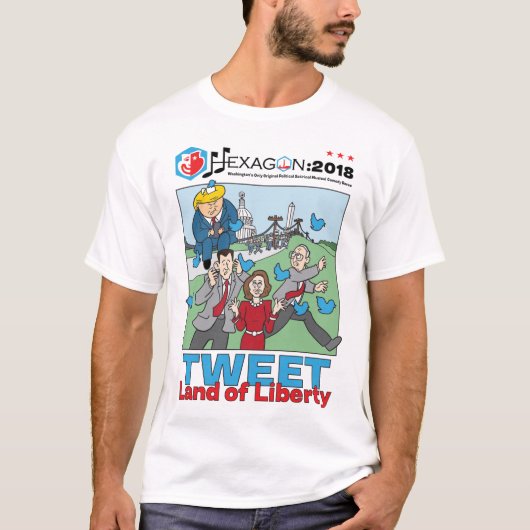 六角形2018年: 自由、選択4のさえずりの土地 Tシャツ (正面)