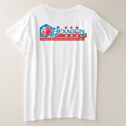 六角形2019年: ロゴTの泥地の遊戯 プラスサイズTシャツ (デザイン裏面)