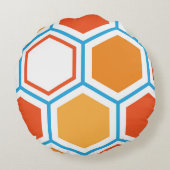 六角形（オレンジ、青、白） ラウンドクッション (裏面)