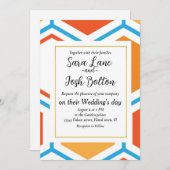 六角形（オレンジ、青、白） 招待状 (正面/裏面)