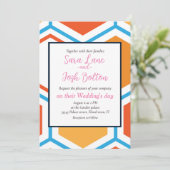 六角形（オレンジ、青、白） 招待状 (スタンド正面)