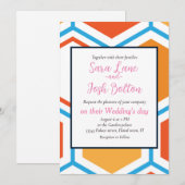 六角形（オレンジ、青、白） 招待状 (正面/裏面)