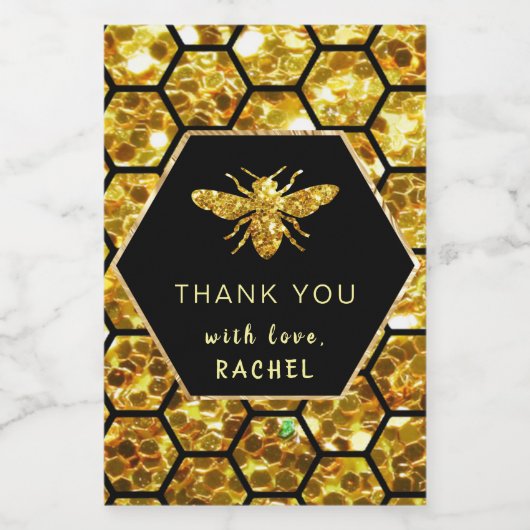 六角感謝してい蜂 ワインラベル (シングルラベル)