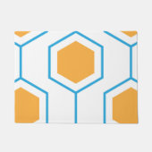 六角抽象芸術幾何学模様（オレンジ色のブルー） ドアマット (正面)