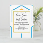 六角抽象芸術幾何学模様（オレンジ色のブルー） 招待状 (スタンド正面)