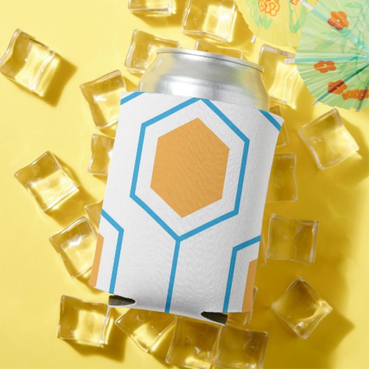 六角抽象芸術幾何学模様（オレンジ色のブルー） 缶クーラー (インサイチュ 夏)