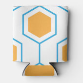 六角抽象芸術幾何学模様（オレンジ色のブルー） 缶クーラー (正面)