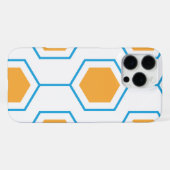 六角抽象芸術幾何学模様（オレンジ色のブルー） iPhoneケース (裏面横)