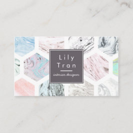 六角水彩大理石名刺 名刺