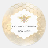 六角玉ビーのロゴ ラウンドシール (正面)