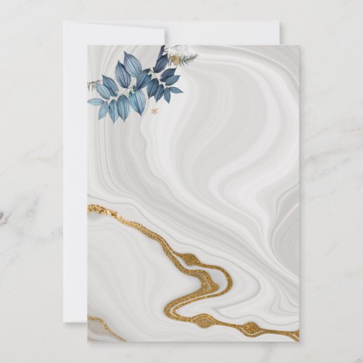 六角金ゴールドフレーム葉グレーイスラム結婚ズ 招待状 (裏面)