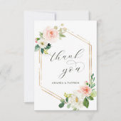 六角金ゴールドフレーム赤面ピンクフローラありがとう サンキューカード (正面)