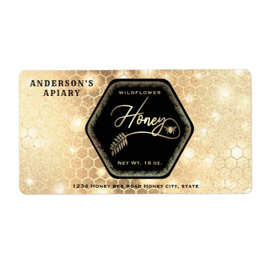 六角金ゴールド蜂ハチミツ ラベル (正面)