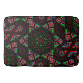 六角、緑、赤のグラデーションの万華鏡のように千変万化するパターン バスマット (正面)