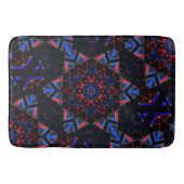 六角、青、サーモンのグラデーション付き万華鏡のように千変万化するパターン バスマット (正面)