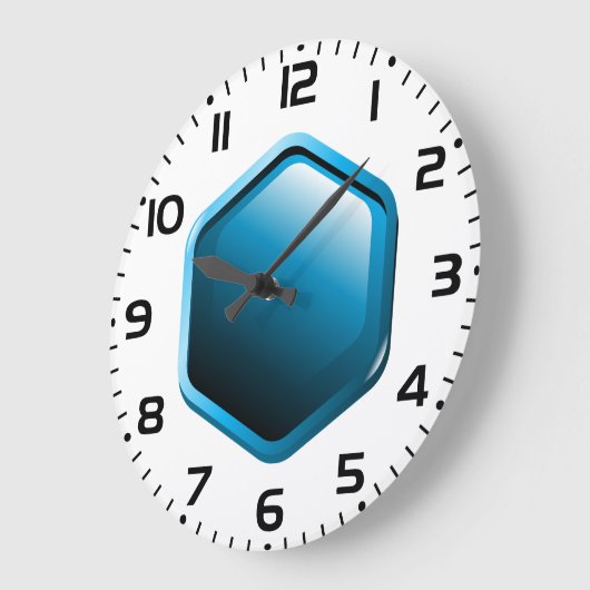六角（青） ラージ壁時計 (傾斜)